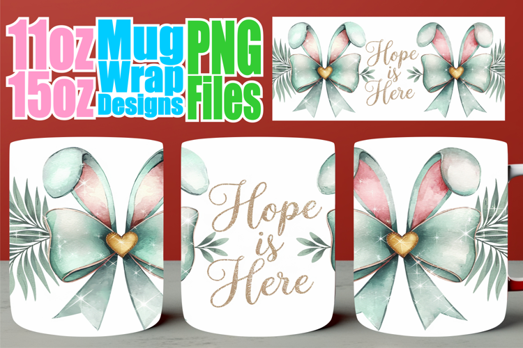 Lovely moments sublimation mug wrap, Easter Bow