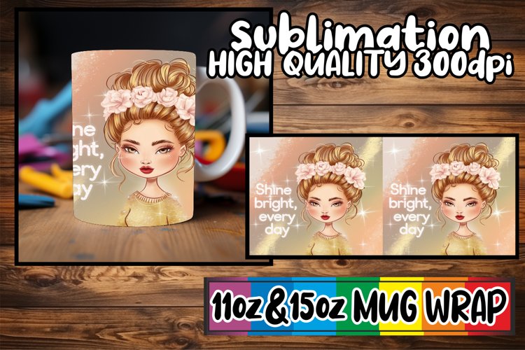 Pure elegance sublimation 11oz 15oz mug wrap, Woman example image 1