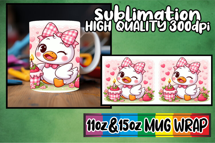 Happy moments sublimation mug wrap, Cute Goose example image 1