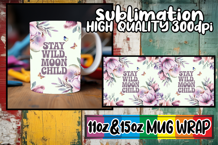 Joyful thoughts sublimation print wrap, Flower Quote