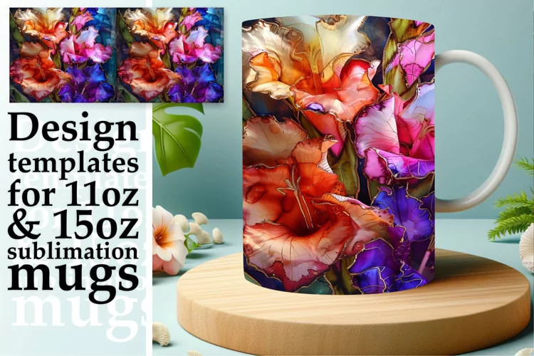 Elegant Floral Delight Mug Wrap: Sublimation - 11oz/15oz