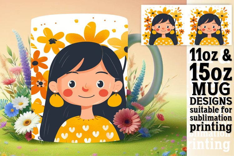 Elegant FloBeautiful Flower Portrait Sublimation Mug Wrap 11