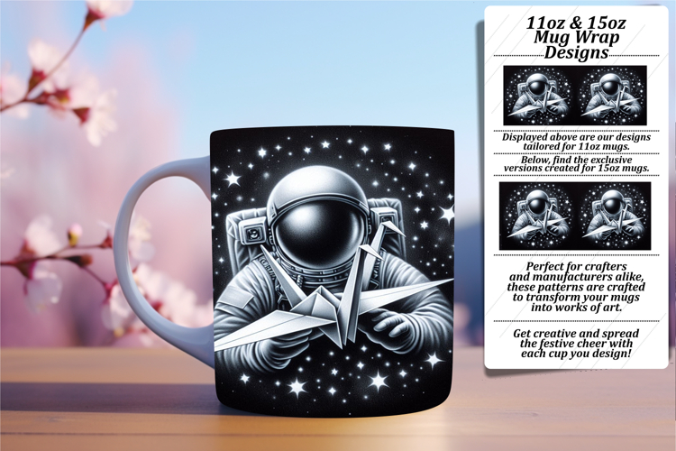 Whimsical 15oz Mug Wrap Png Template , Astronaut