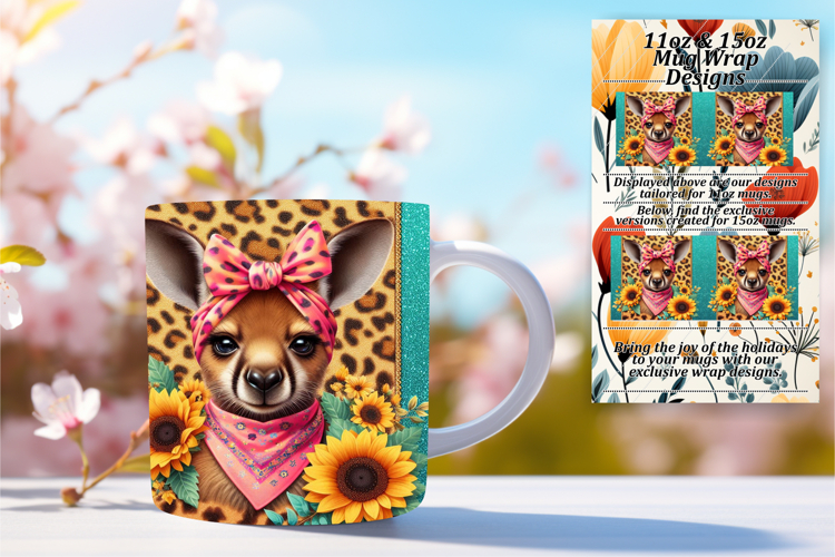 Chic 15oz Mug Wrap Png Design , Cute Animals