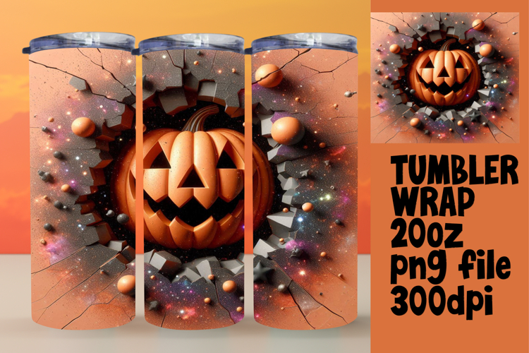 VIBRANT 20oz Tumbler Wrap for Sublimation , 3D Pumpkin