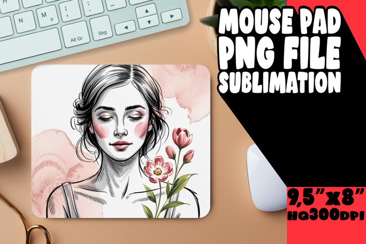 Joyful Mouse Mat Design Sublimation, Beauty Woman