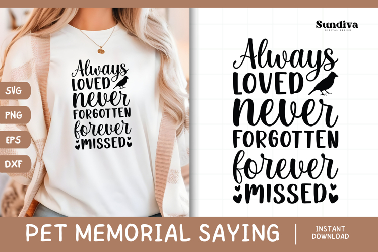 Pet Memorial Quote SVG | Always Loved, Never Forgotten