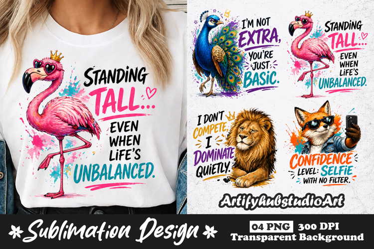 Confidence Attitude Animal Sublimation Flamingo Lion Peacok example image 1