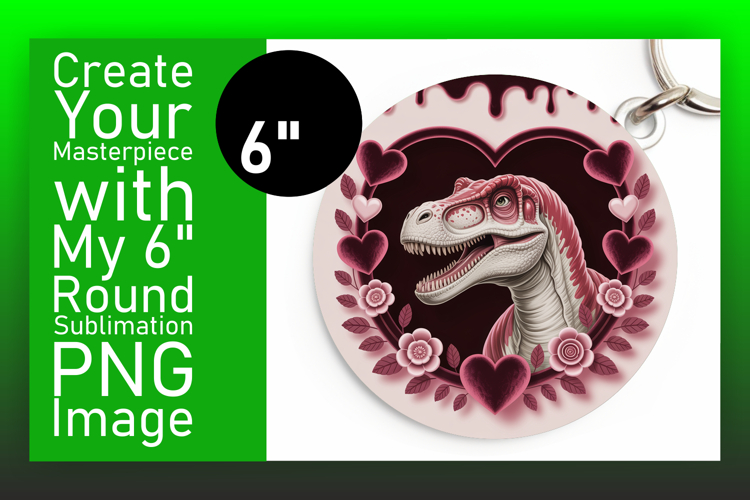Glamorous Round Design for Sublimation , Cute Dino