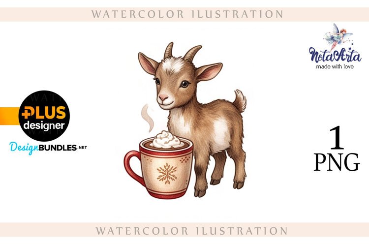 Christmas Goat in Watercolor Style example image 1