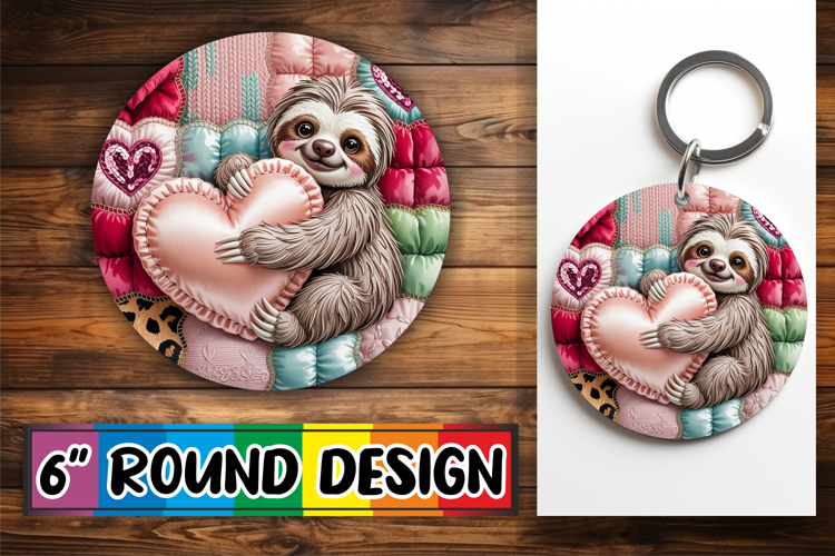 Sweet Keychain Round Design, Valenines Animals