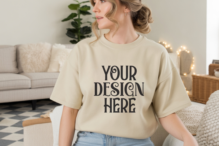 Ash Gildan 18000 Sweatshirt Mockup,G18000 Crewneck Sweatshir