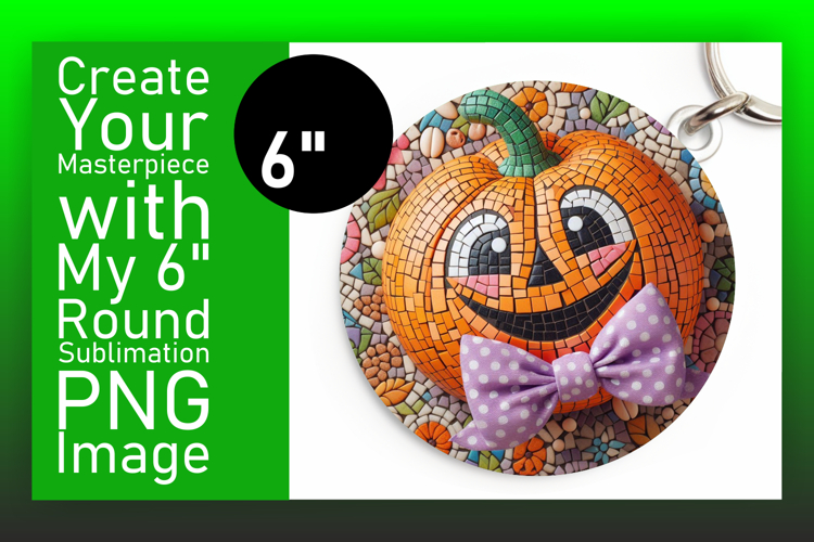 Creative Circle Design Keychain Template , Cute Pumpkin example image 1