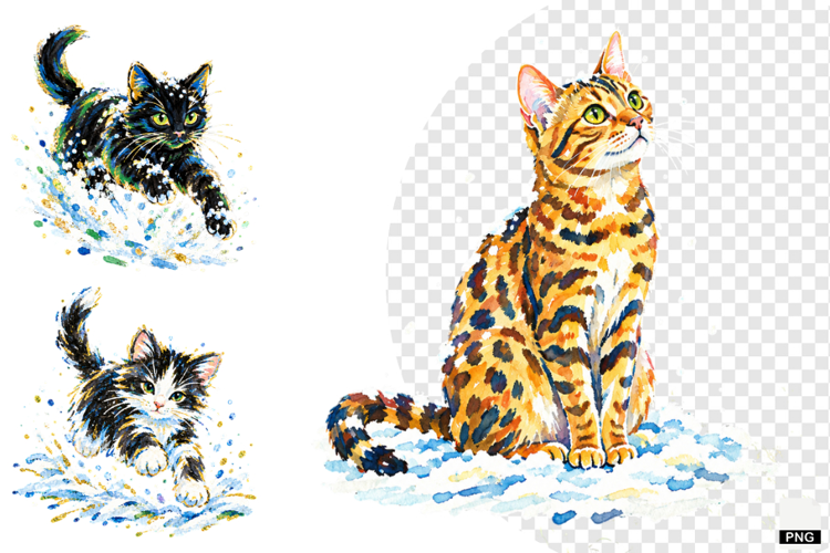 Winter Cats Clipart