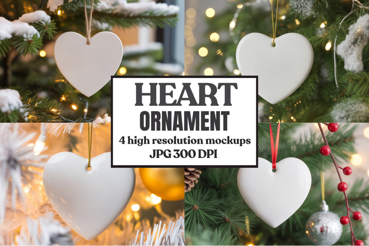 Christmas Love Heart Ornament Mockup | Holiday Hanging