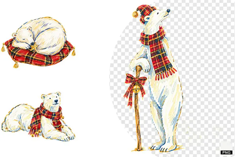 Christmas Polar Bear PNG