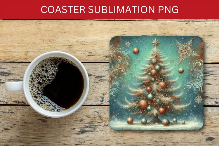 square coaster - christmas tree