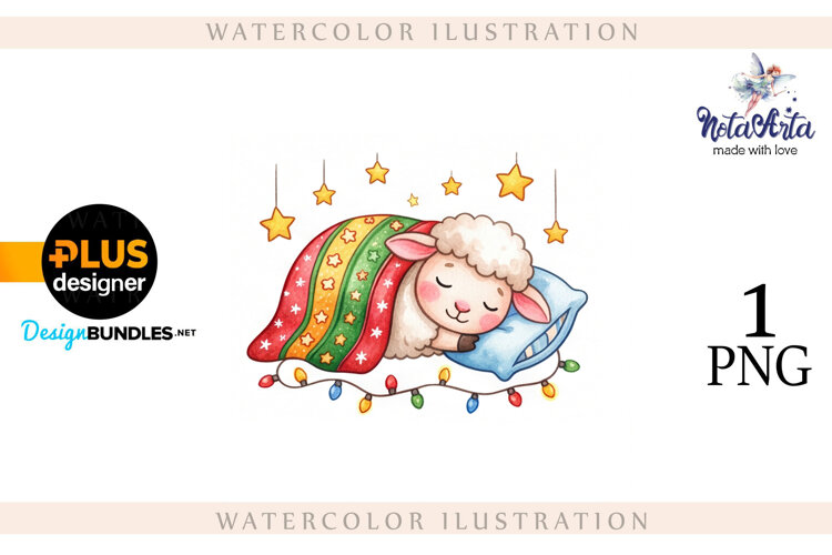Christmas Sheep in Watercolor Style example image 1