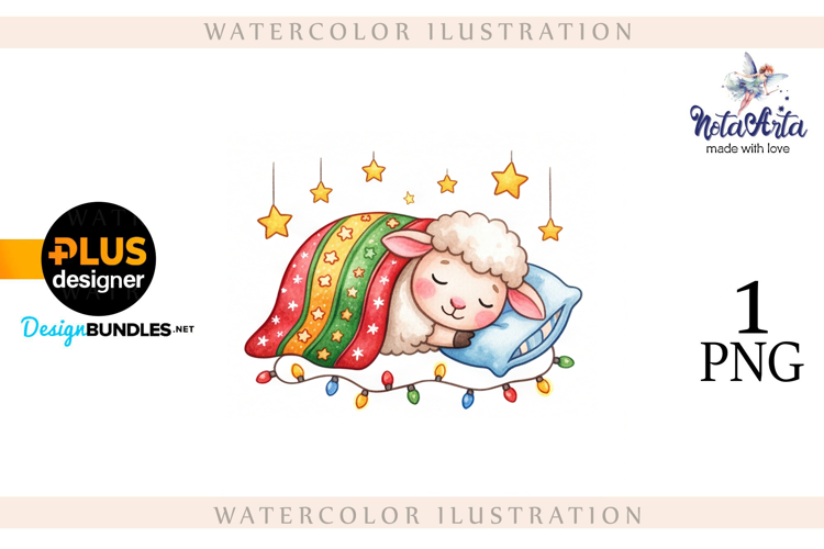 Christmas Sheep in Watercolor Style