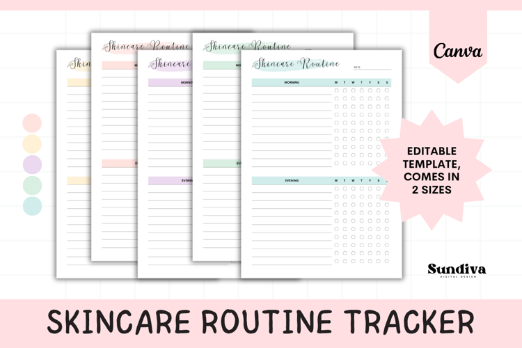 Skincare Routine Tracker Editable Template 2