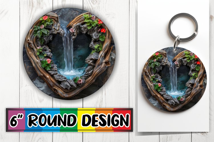 Floral Symphony Circle Design Sublimation 3D Heart Frame example image 1