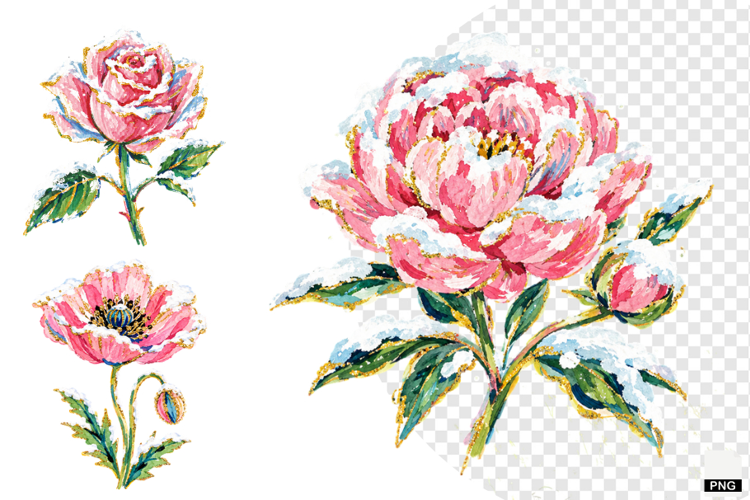 Snowy Meadow Wildflowers Clipart