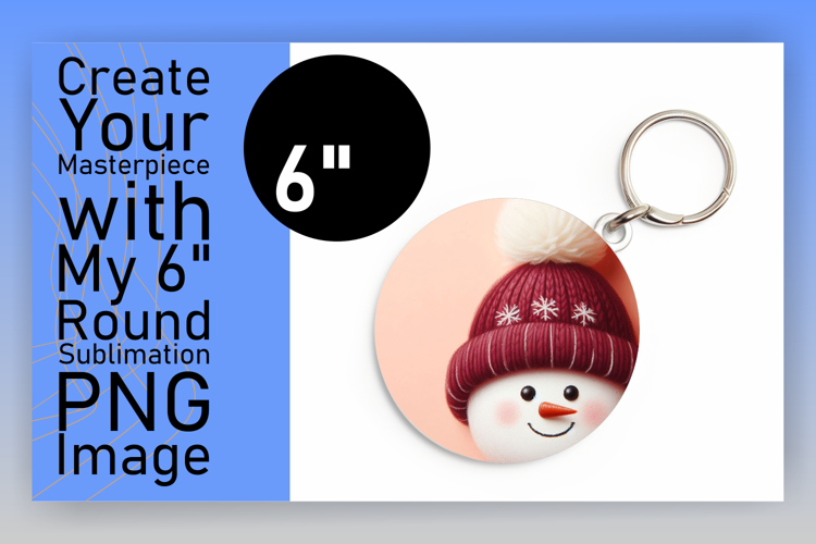 Charming Round Design Keychain Template , Snowman