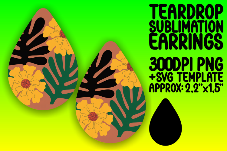Fresh Teardrop Earrings Artwork PNG , Flowers