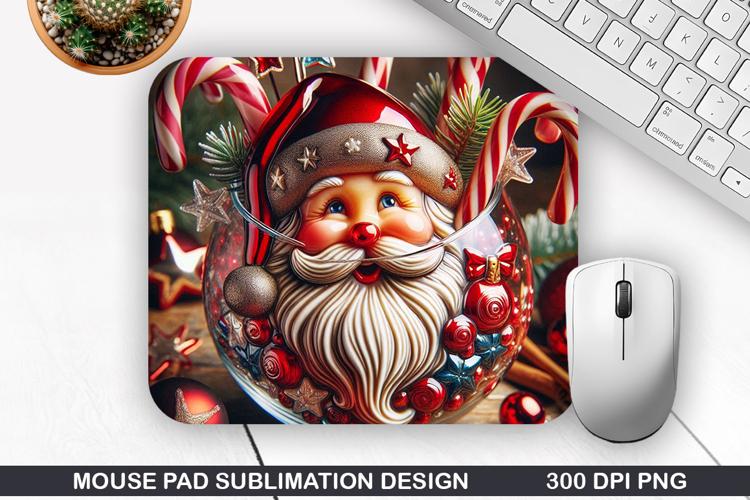 Santa Mouse Pad Sublimation, Christmas Mouse Pad PNG Design