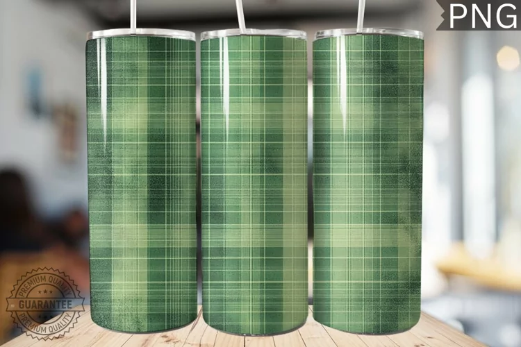 Green Plaid Tumbler Wrap - High Quality 300 Dpi