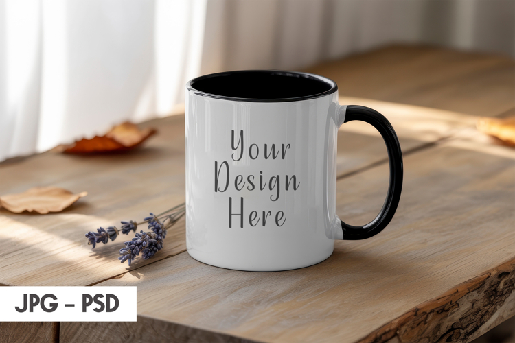 Black Handle Mug Mockup PSD