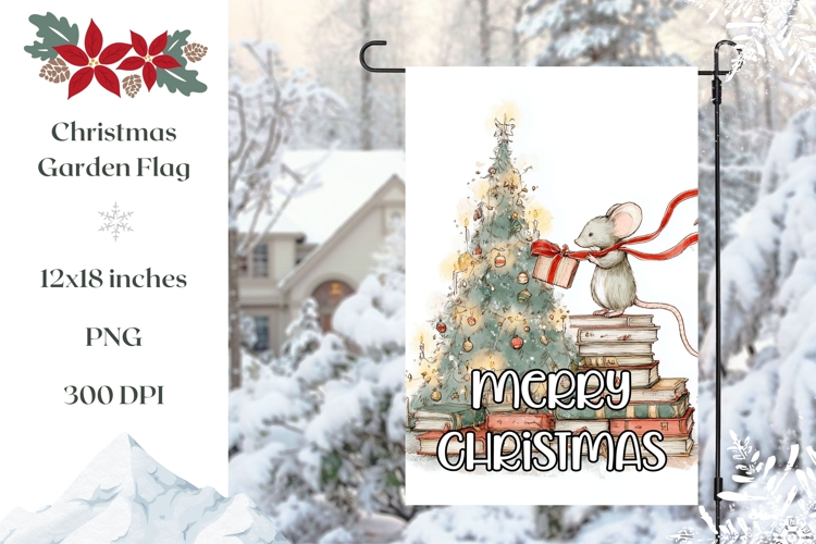 Merry Christmas Garden Flag, Christmas Tree Sublimation PNG