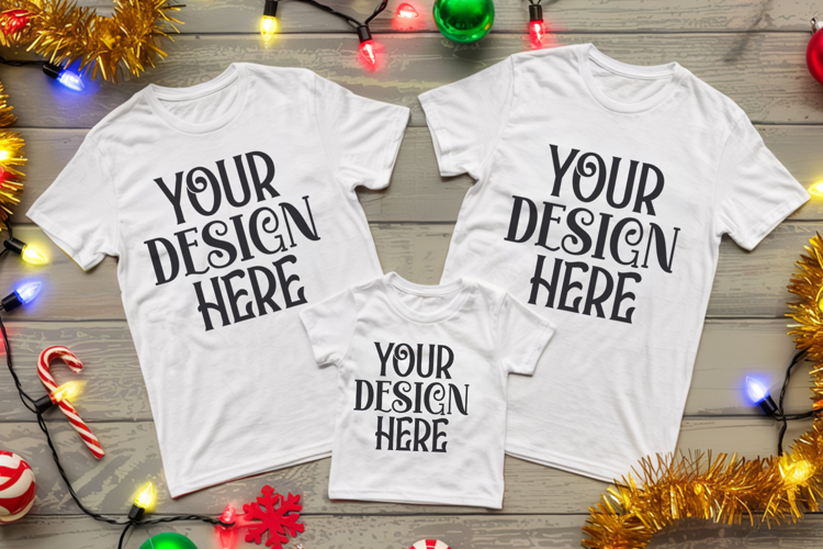 Christmas Family Matching Group Flat Lay Mockup