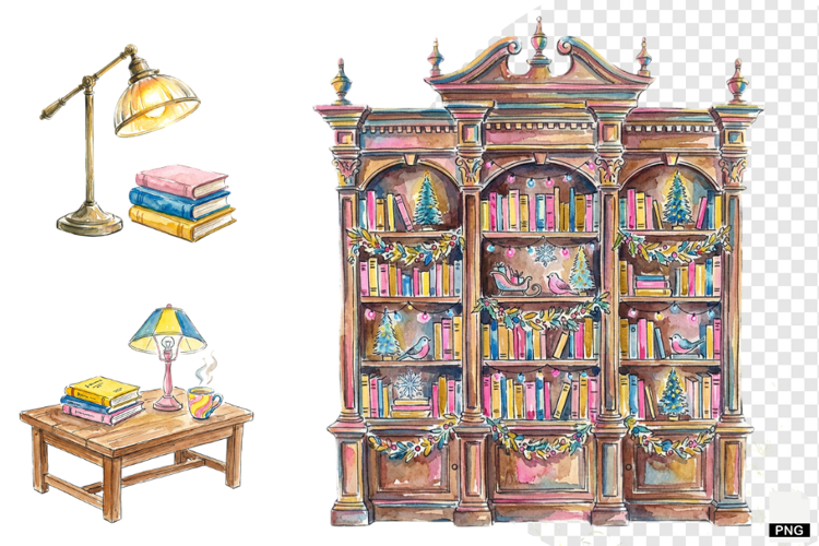 Winter Inside Library Clipart