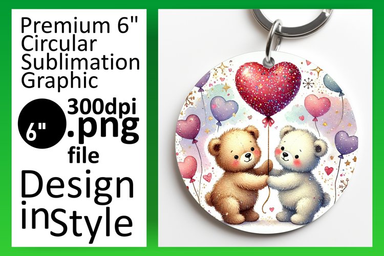 Dynamic Round Design for Coaster Artwork , Valentine Bear
