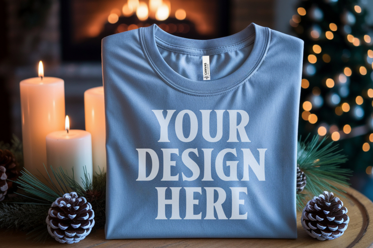 Christmas Bella Canvas 3001 Athletic Heather Folded Tshirt