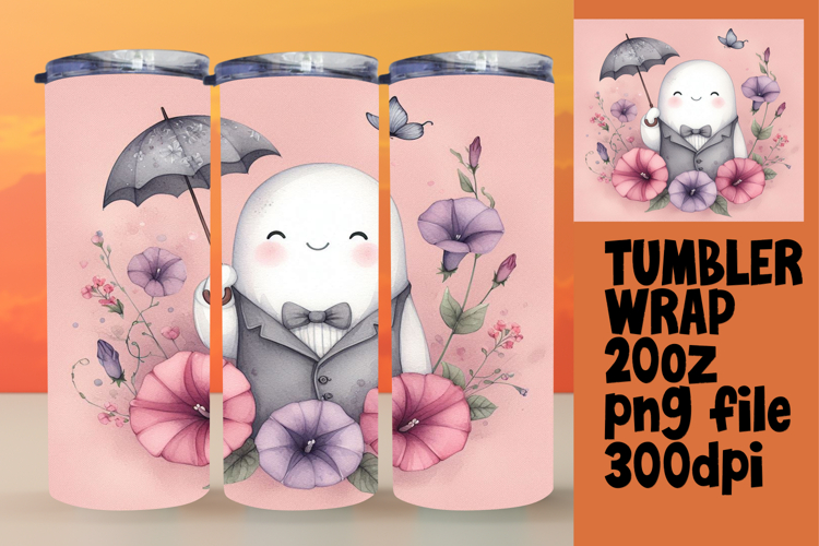 Creative 20oz Tumbler Template , Cute Ghost
