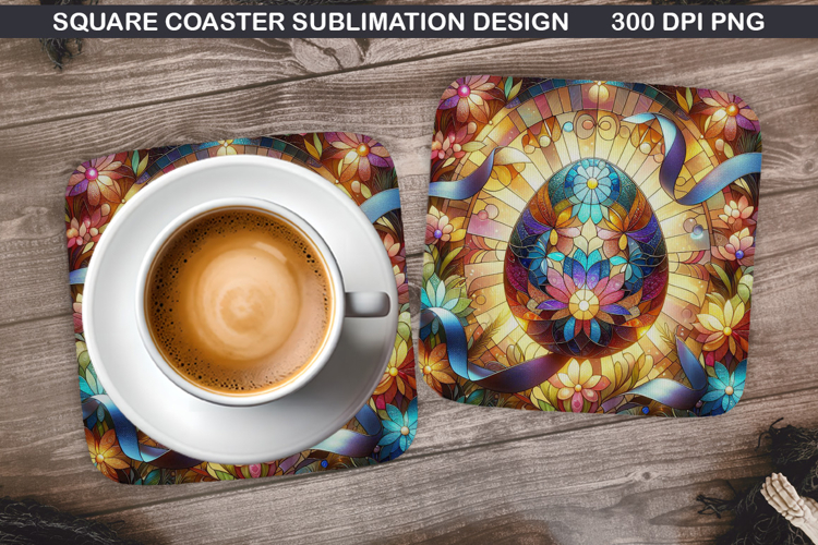 Easter Flower Coaster Sublimation, Easter Coaster PNG Design