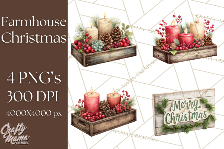 Farmhouse Christmas Wreath Png Image 9