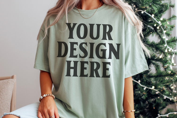 Bay Comfort Colors 1717 Christmas Shirt Mockup, Cozy Mockup