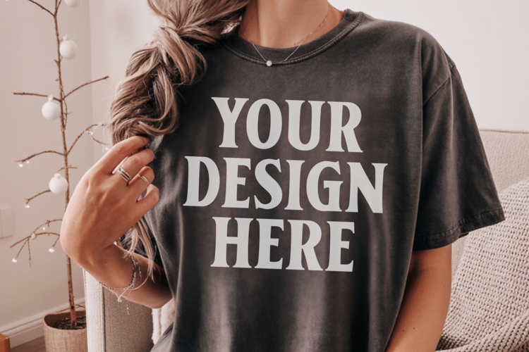 Christmas Comfort Colors 1717 Pepper T-Shirt Mockup Real