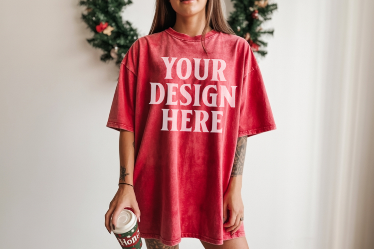 Crimson Christmas Comfort Colors 1717 TShirt Mockup,cc17