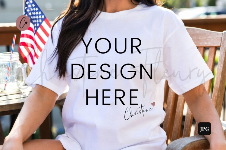 4th Of July White T-Shirt Mockup