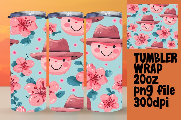 Retro Floral Tumbler Wrap Sublimation Art 20oz