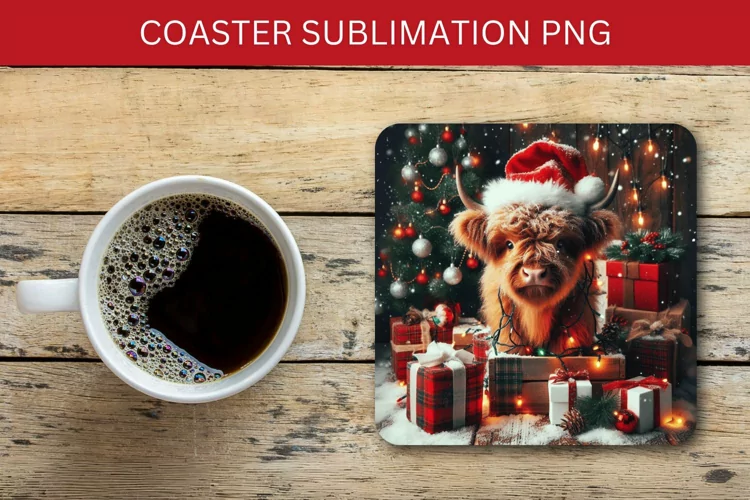 square coaster - highland cow