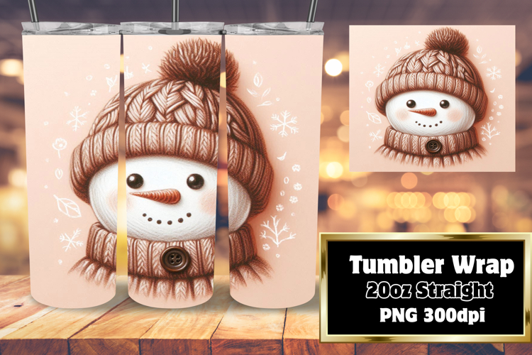 Unique Tumbler Sublimation Design , Snowman