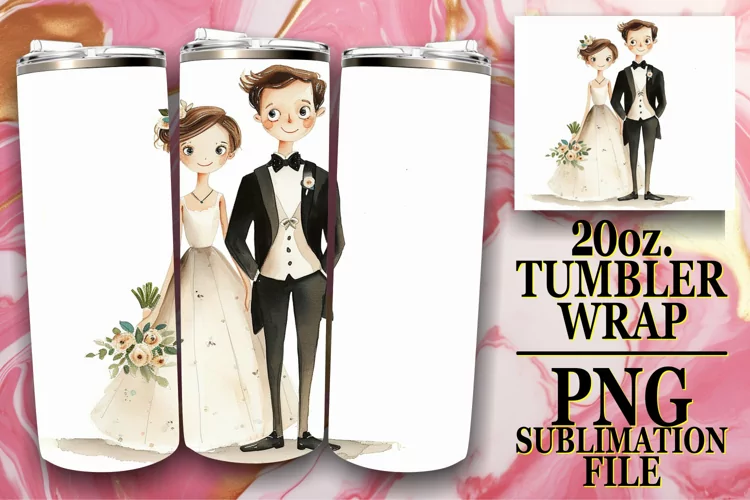 Tranquil Watercolor Wedding Tumbler Wrap: Sublime Elegance