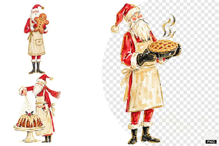 Santa Love Baking PNG
