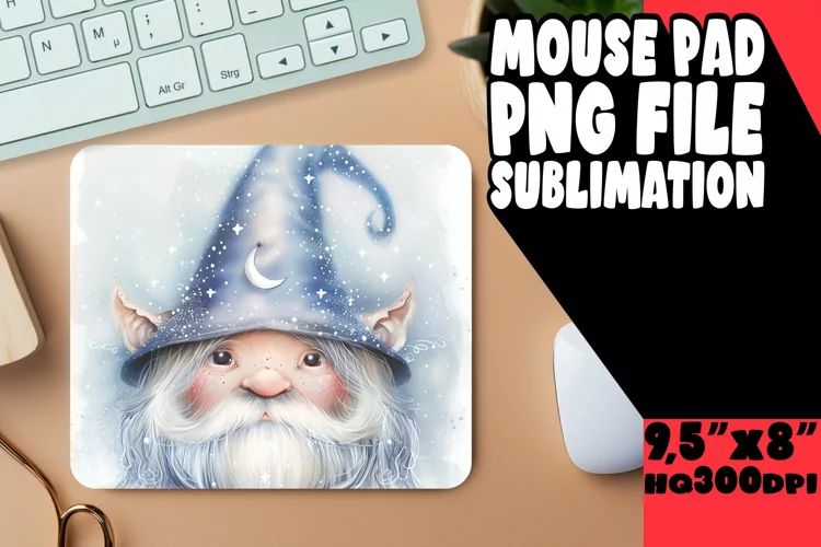 Whimsical Wonders: Watercolor Gnome Mouse Pad Design