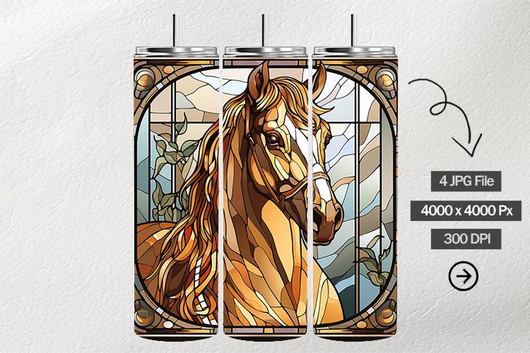 Horse Stained Glass Square Coaster - 04 Variations example image 1